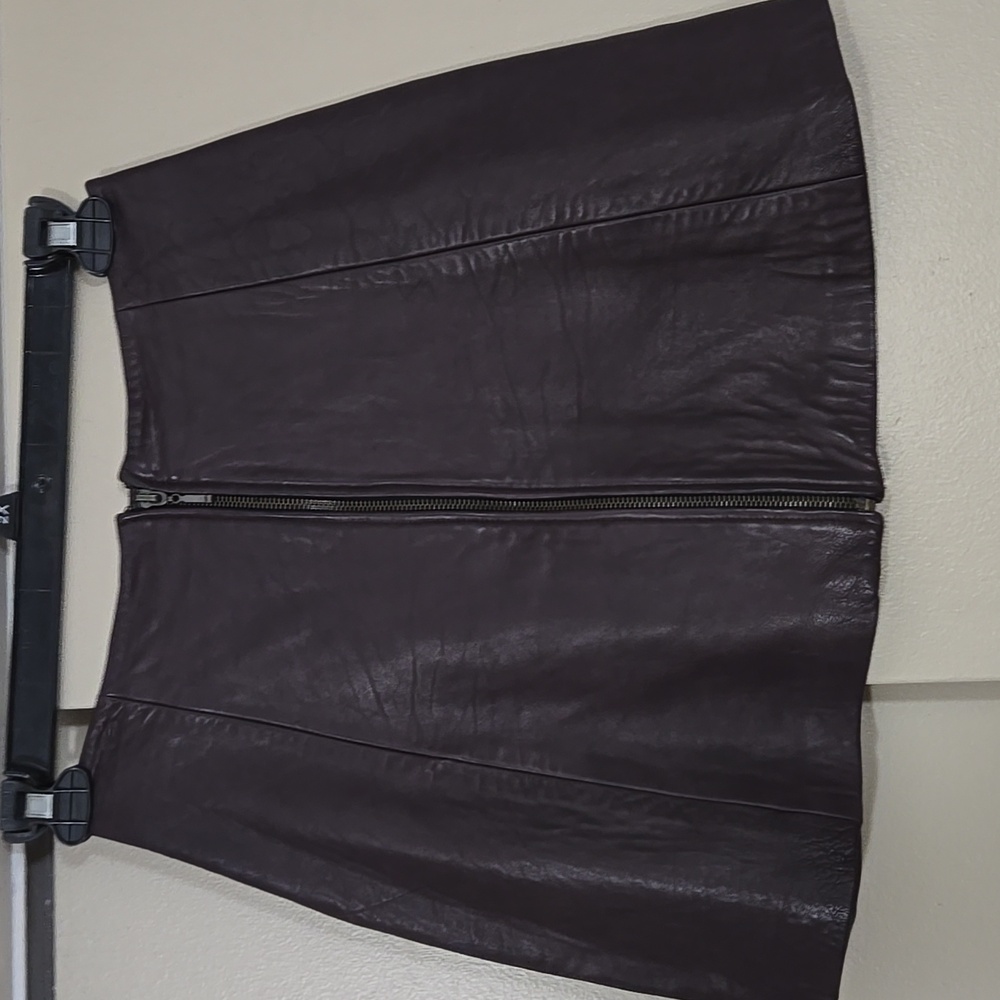 Musee Chocolate Brown Leather Zippered Mini Skirt Size 10